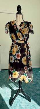Ellen Weaver Floral High-Low Spring/ Summer Dress Women’s Size Petite Medium